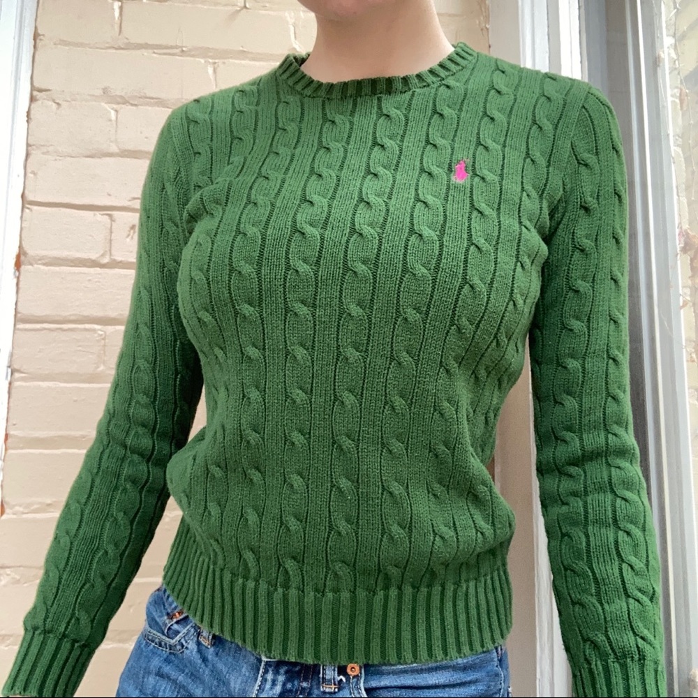 Ralph Lauren cable knit green sweater